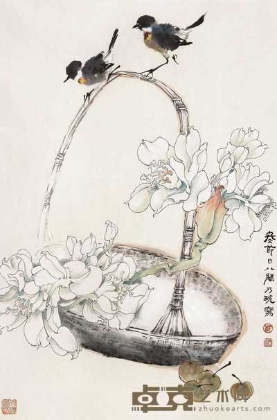 郑乃珖 花鸟 镜心 59×45cm